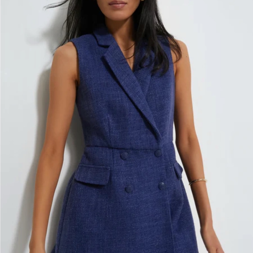 Pomander Place from Tuckernuck Navy Tweed Campbell Romper Sz XS NWT